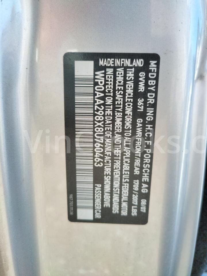 WP0AA298X8U760463