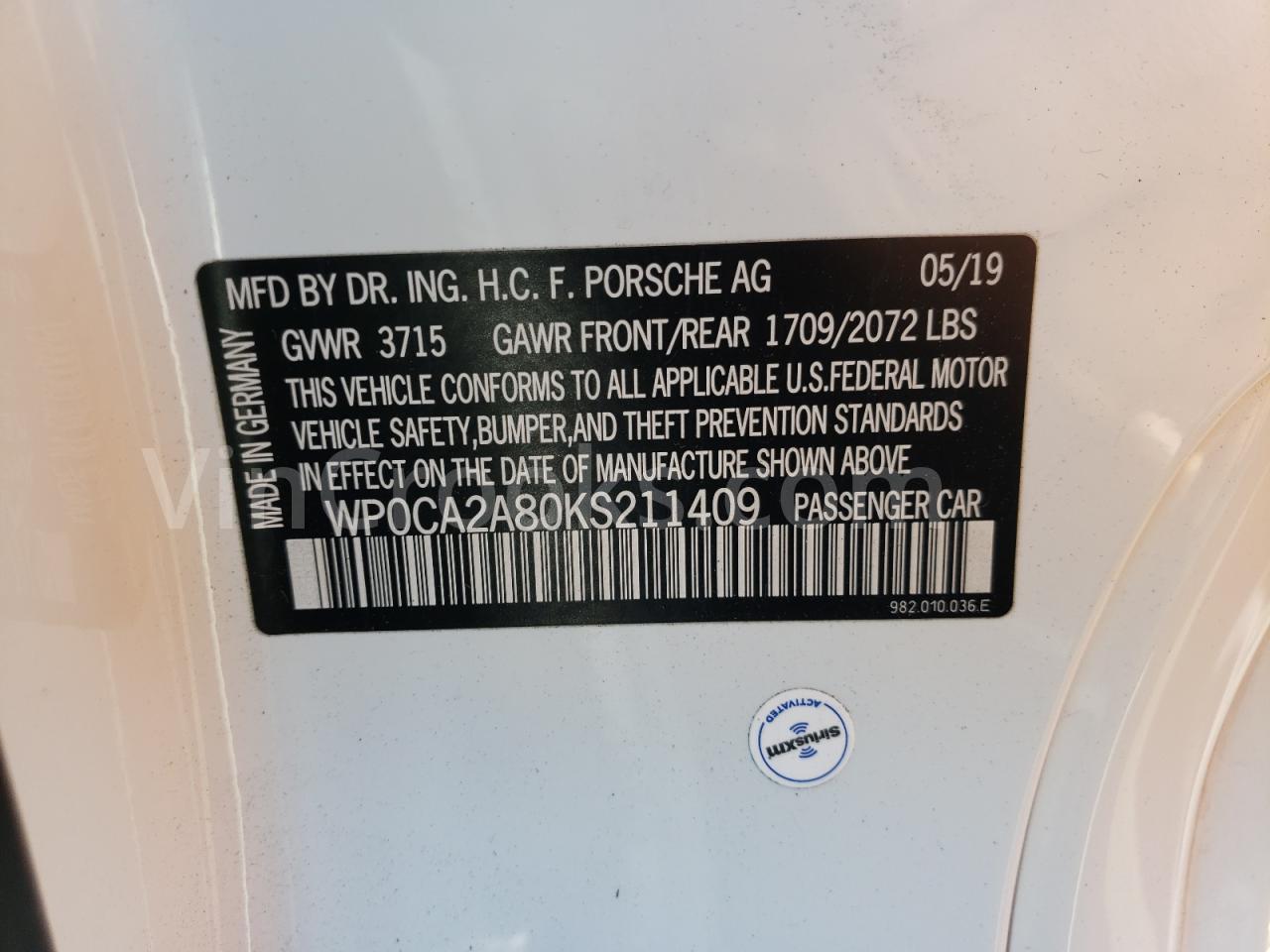 WP0CA2A80KS211409