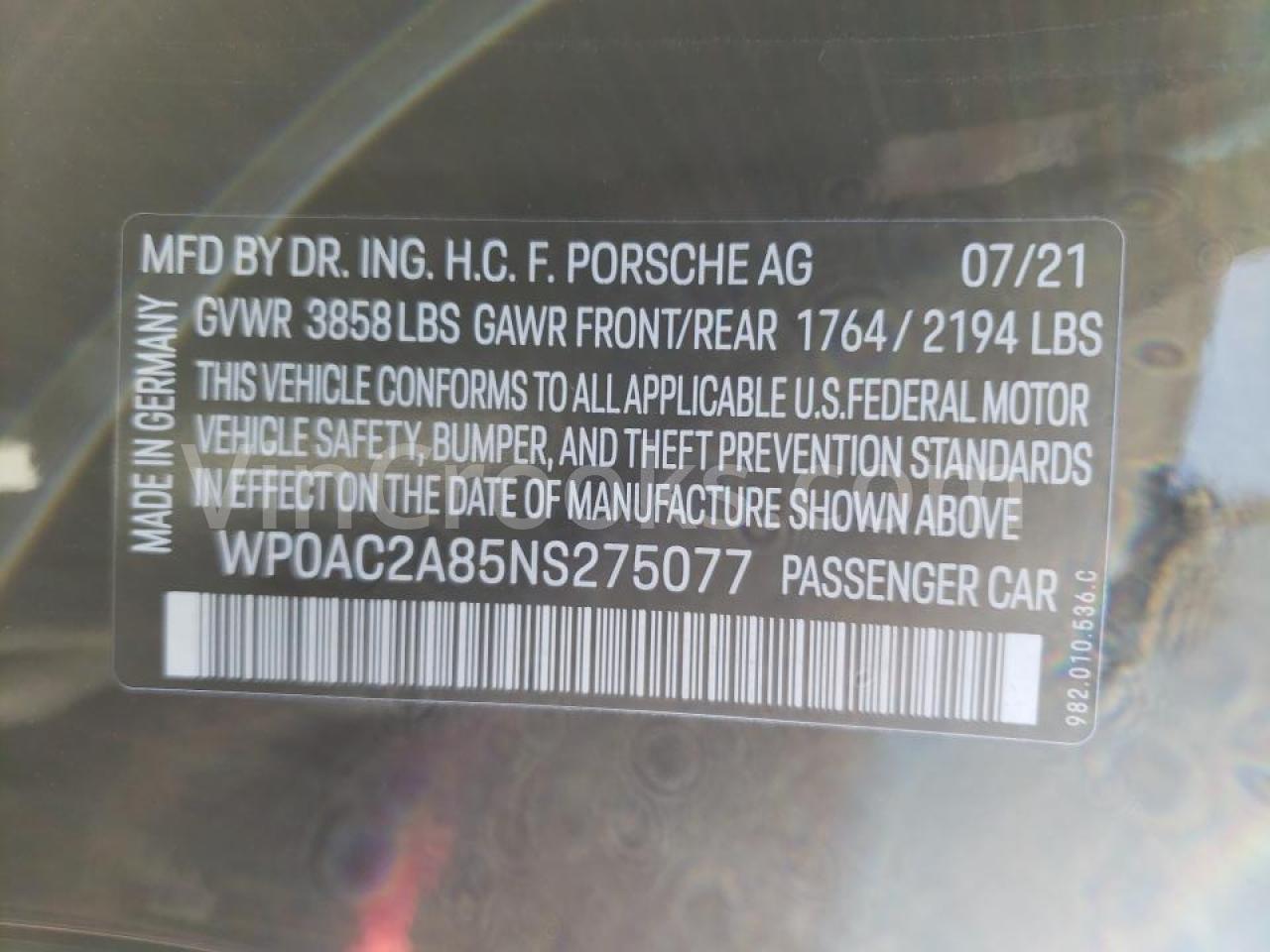 WP0AC2A85NS275077