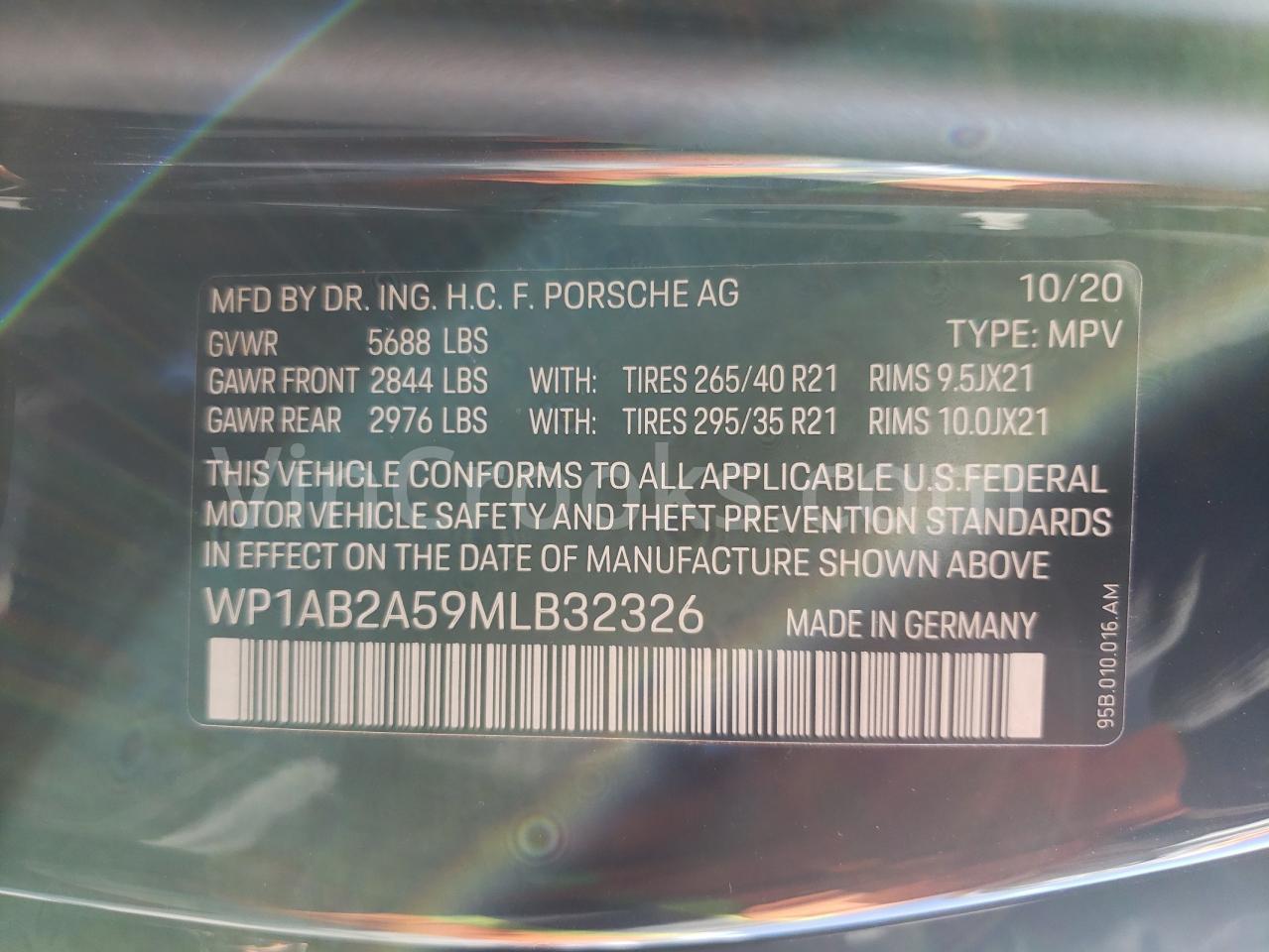 WP1AB2A59MLB32326