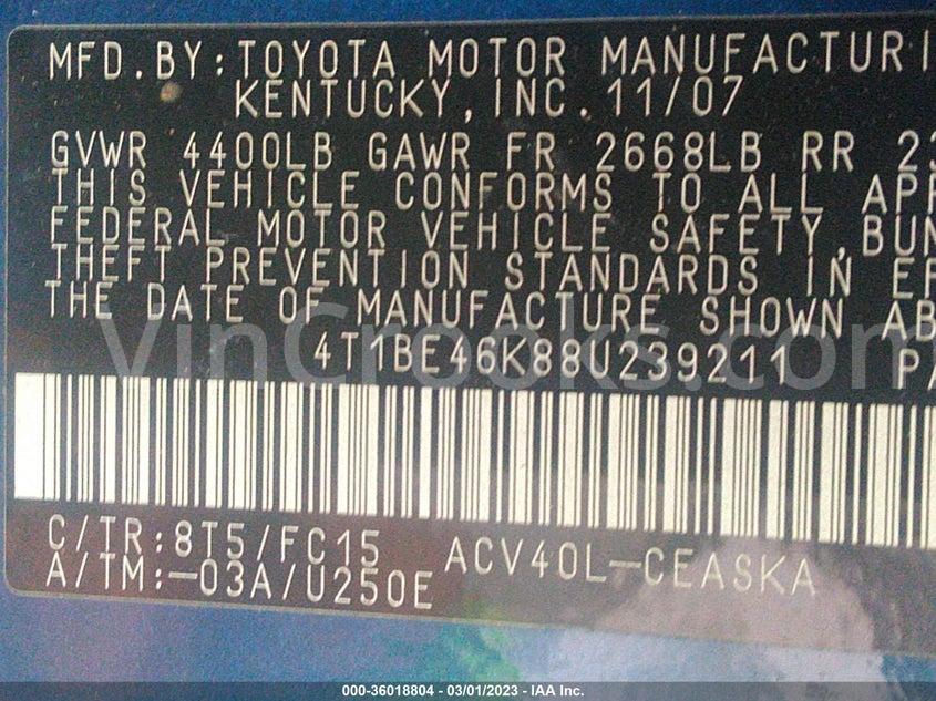 4T1BE46K88U239211