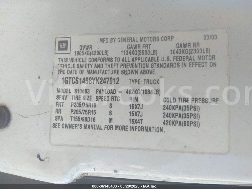 1GTCS1458YK247012