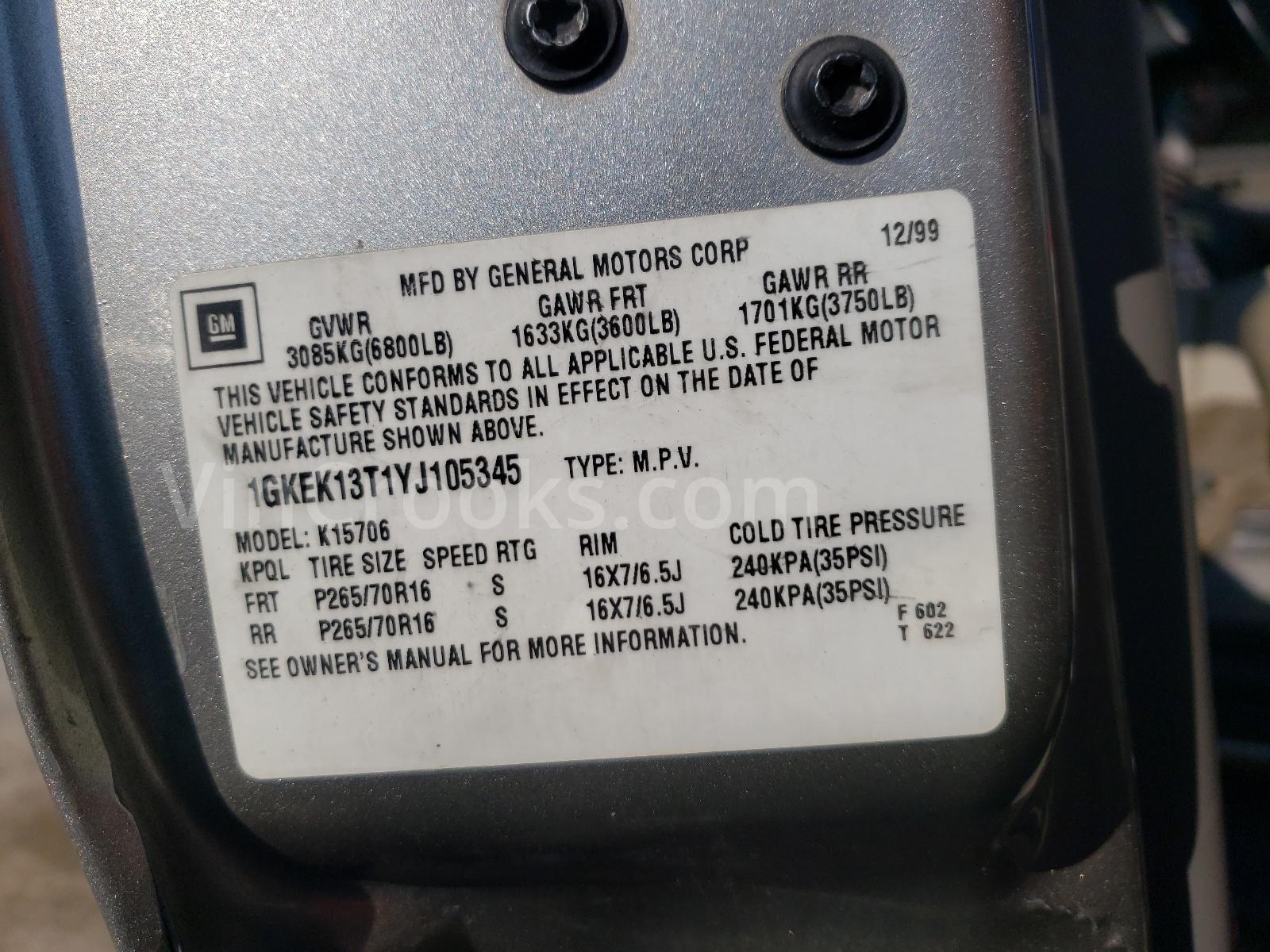 1GKEK13T1YJ105345