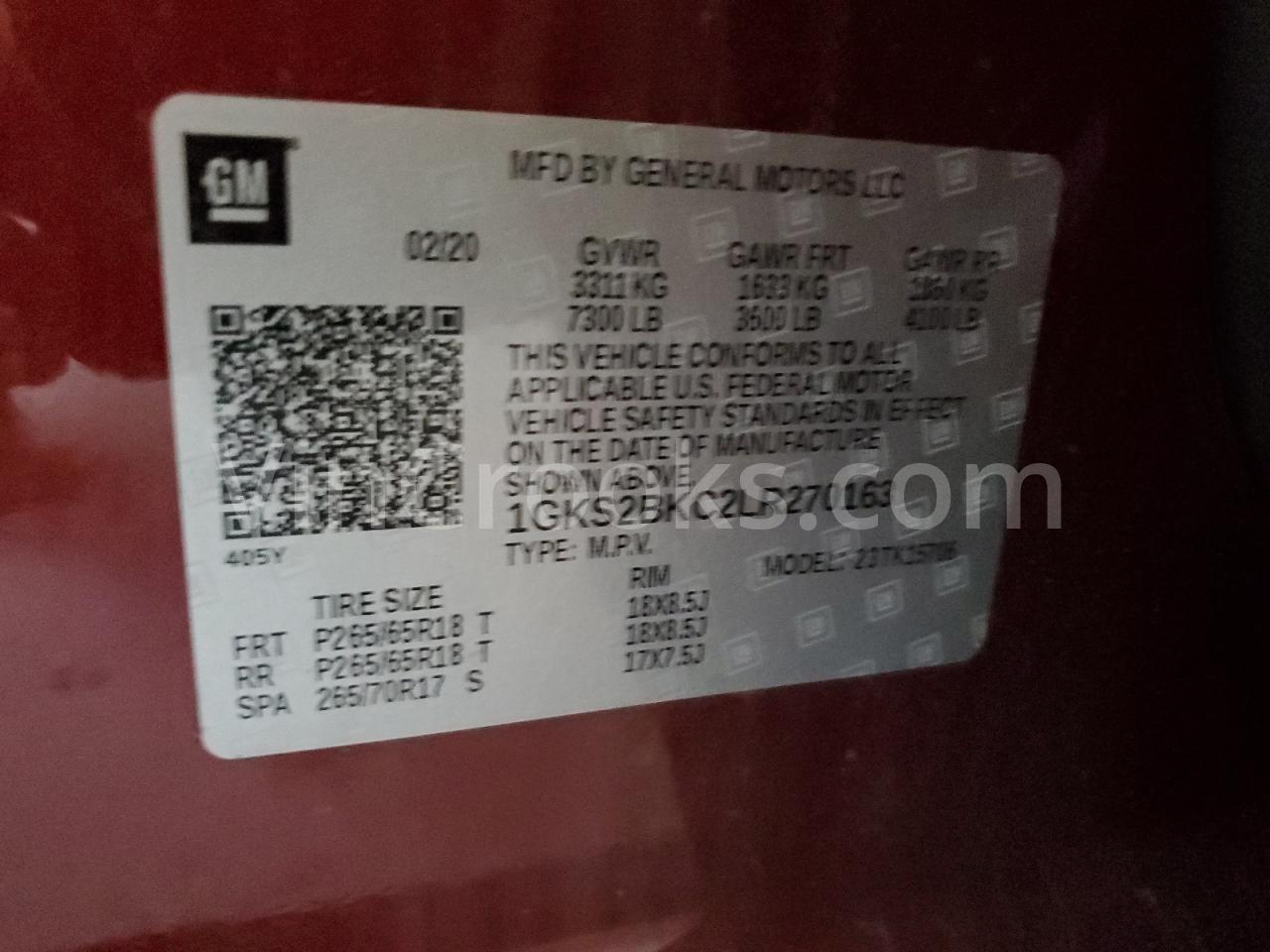 1GKS2BKC2LR270163