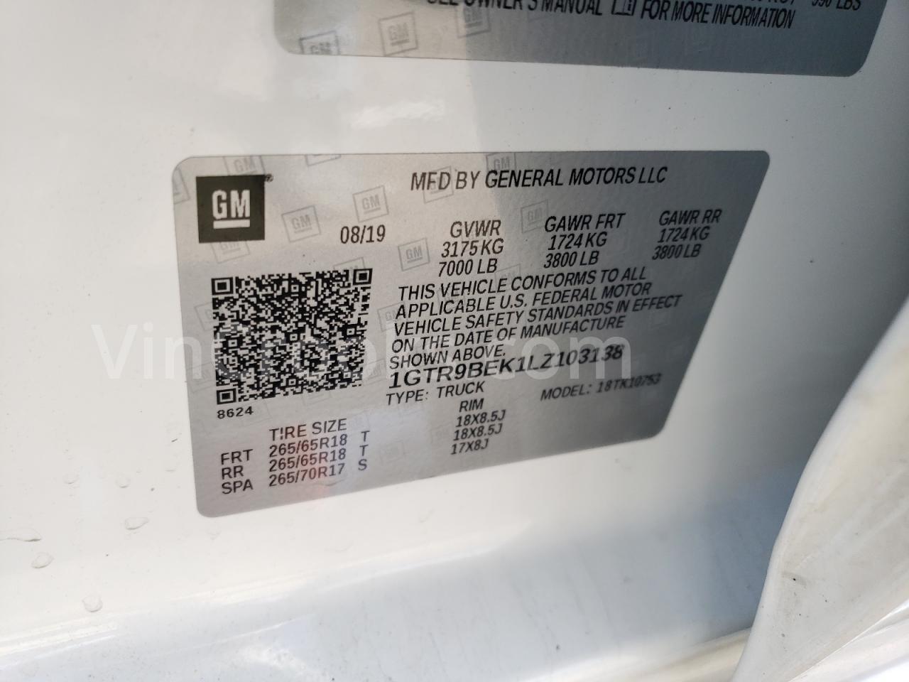 1GTR9BEK1LZ103138