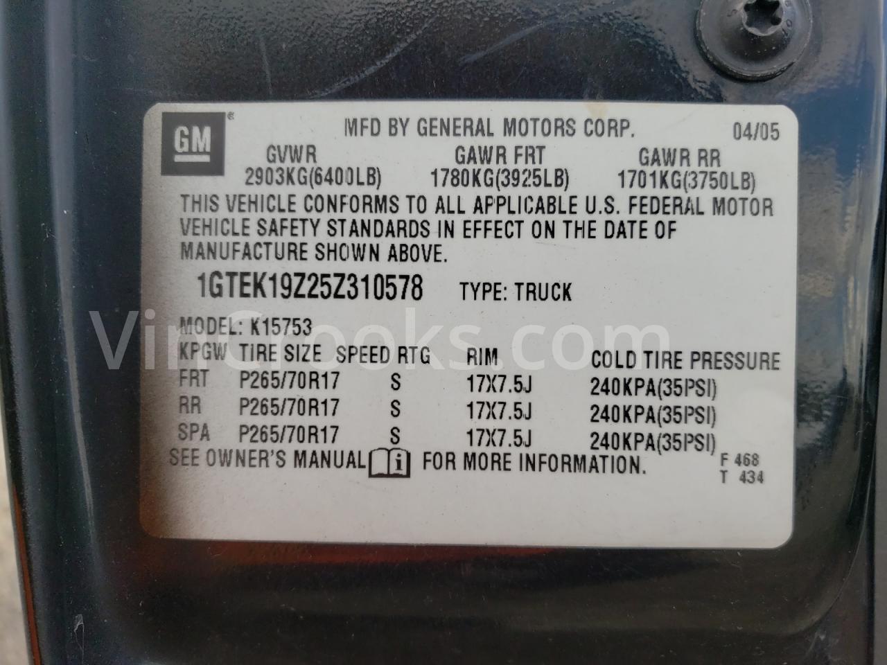 1GTEK19Z25Z310578