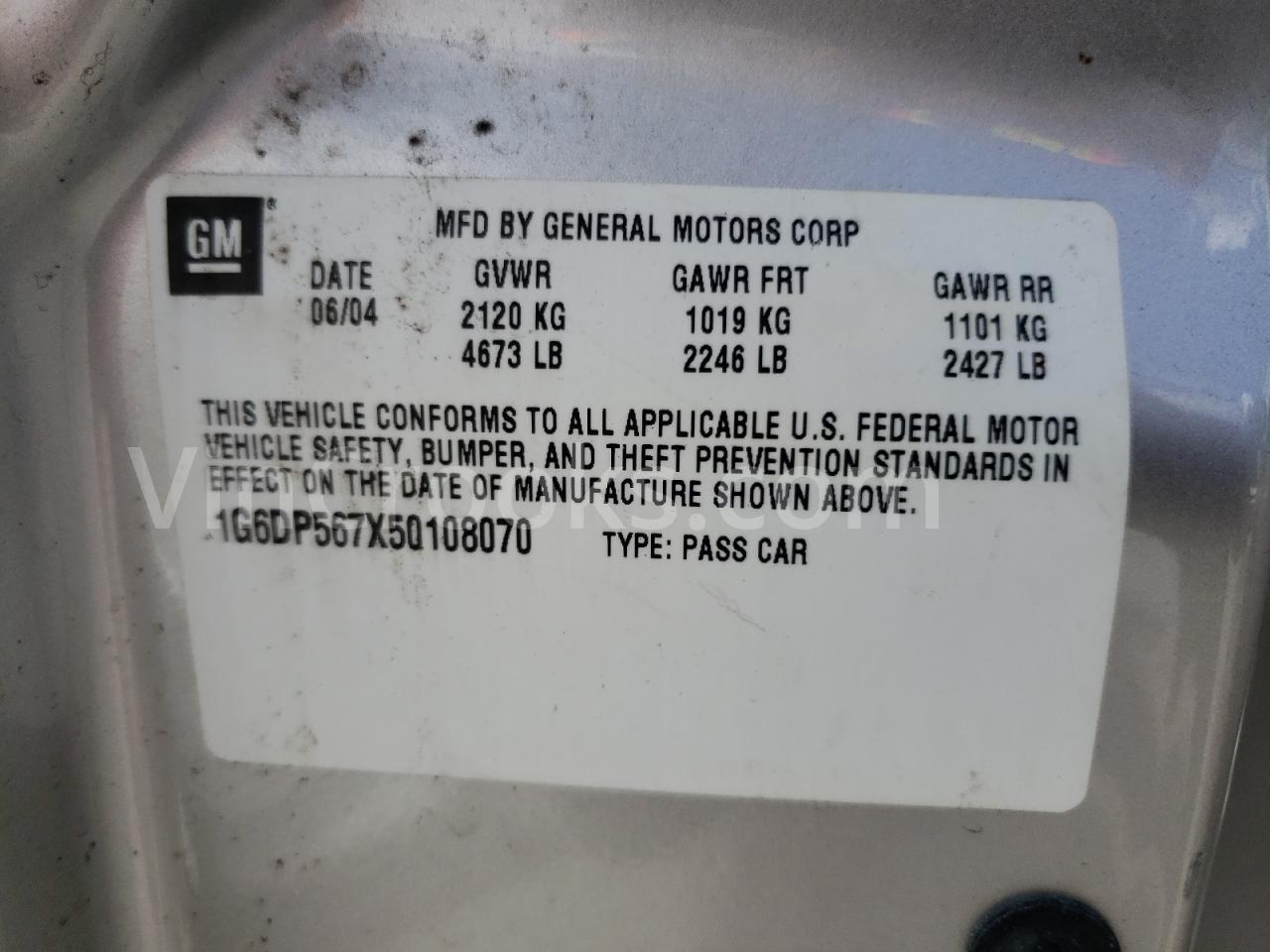 1G6DP567X50108070