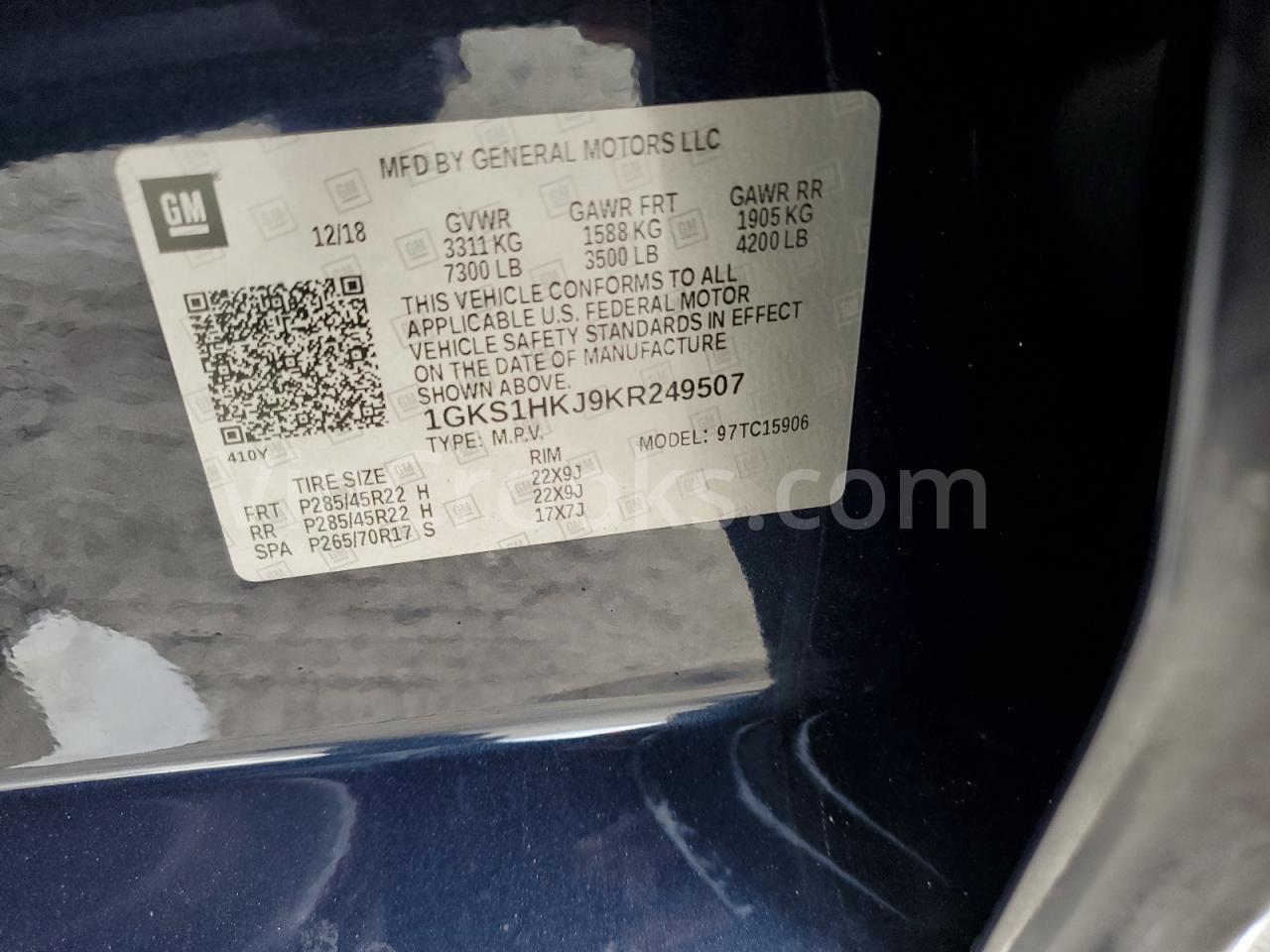1GKS1HKJ9KR249507