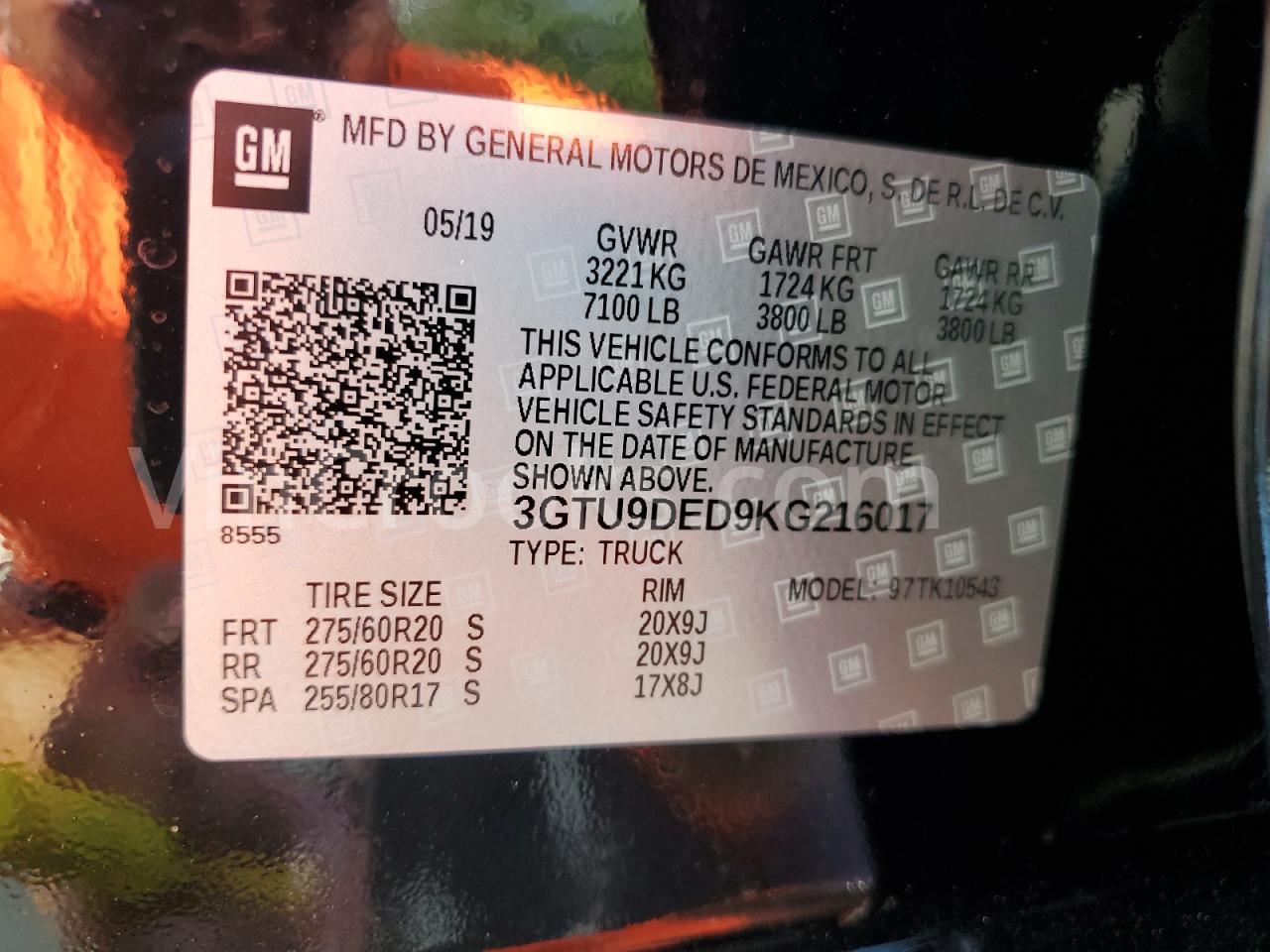 3GTU9DED9KG216017