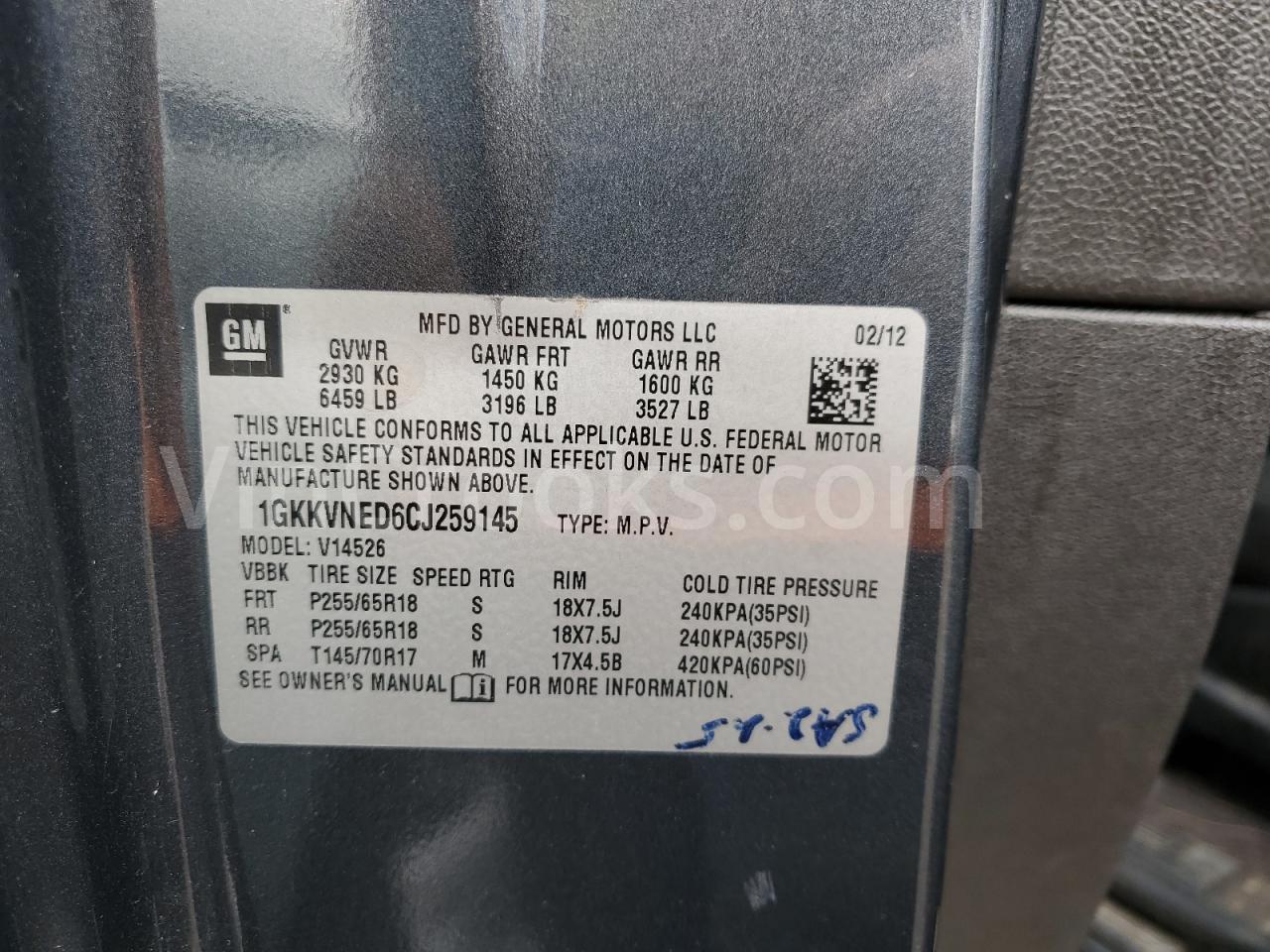 1GKKVNED6CJ259145