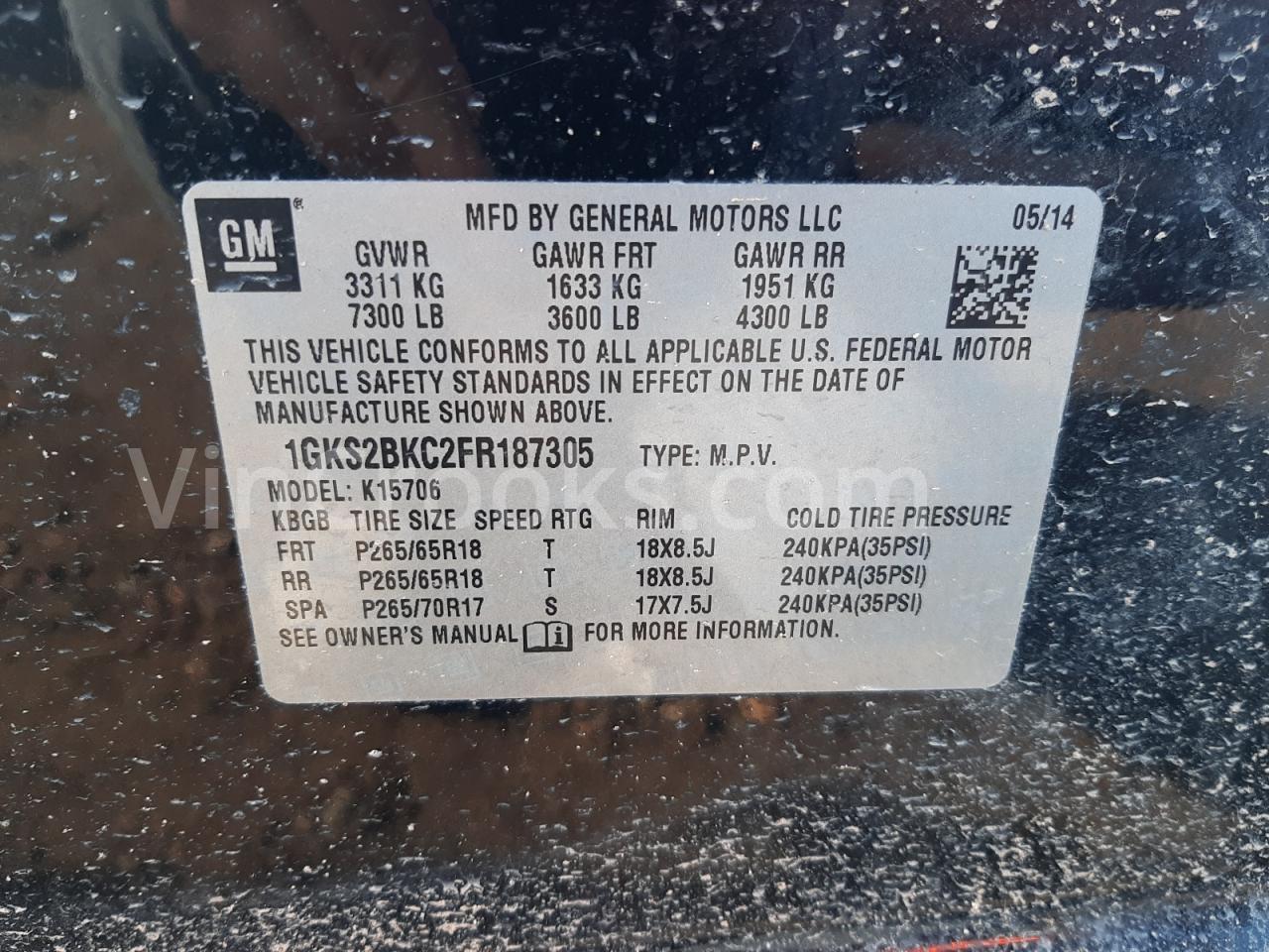 1GKS2BKC2FR187305