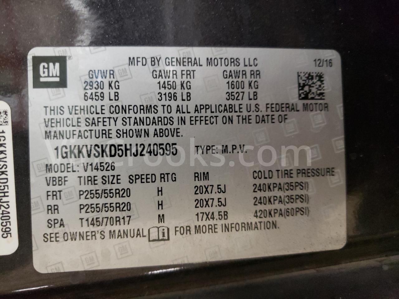 1GKKVSKD5HJ240595