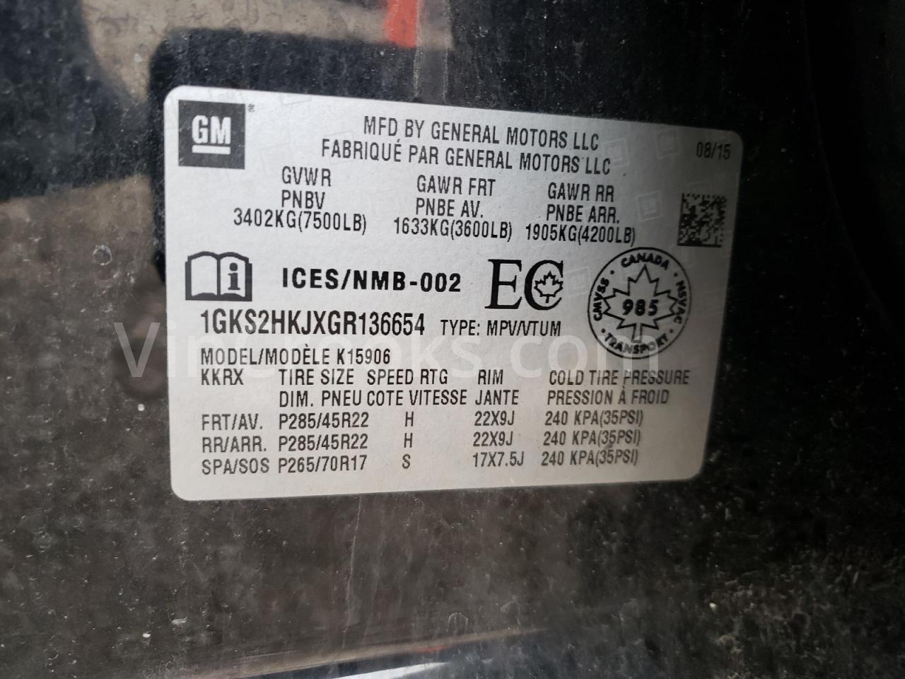 1GKS2HKJXGR136654
