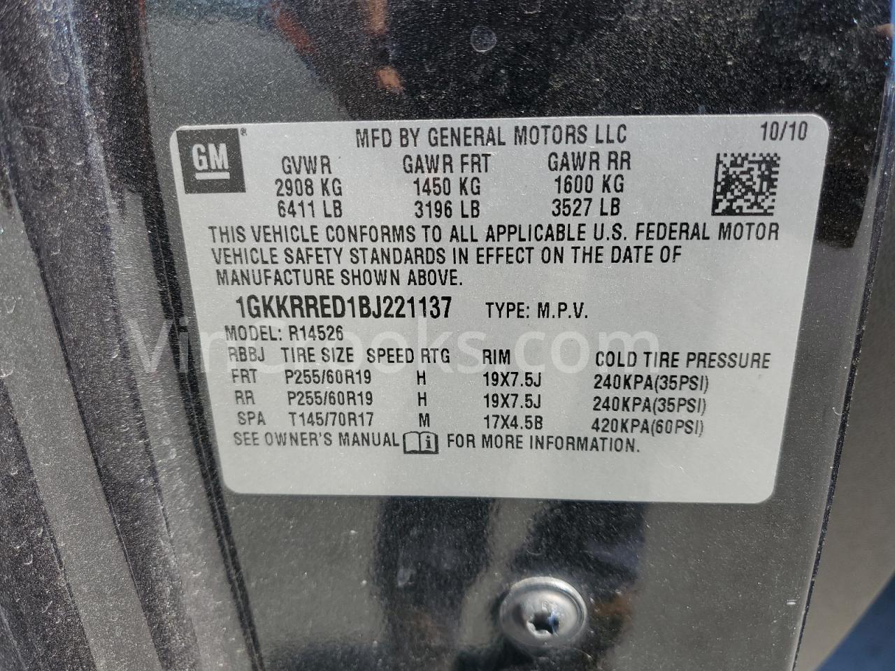 1GKKRRED1BJ221137