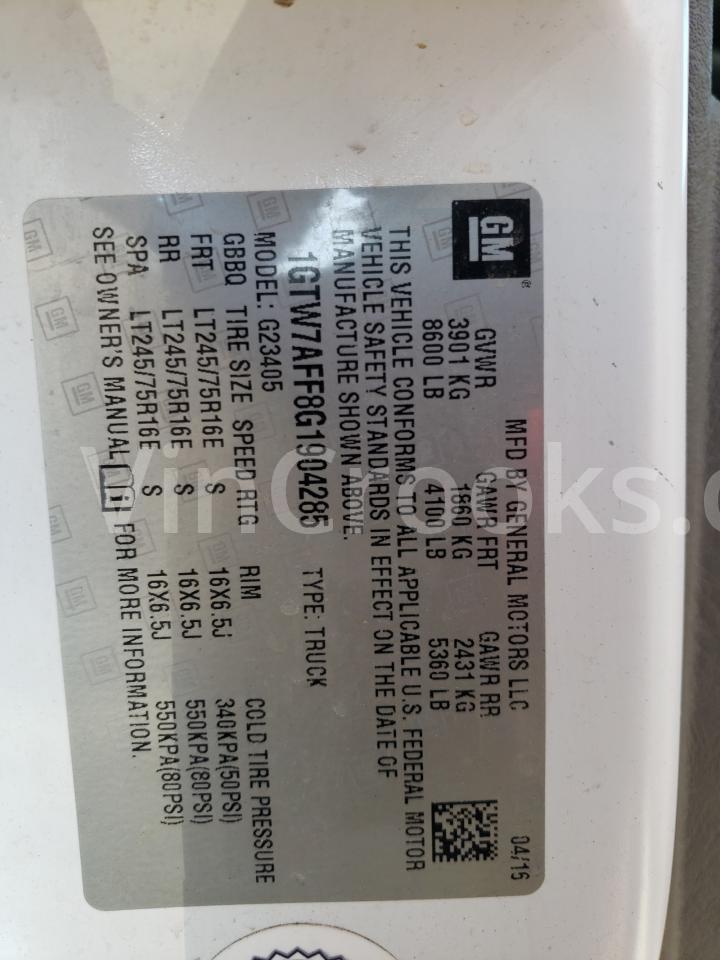 1GTW7AFF8G1904285