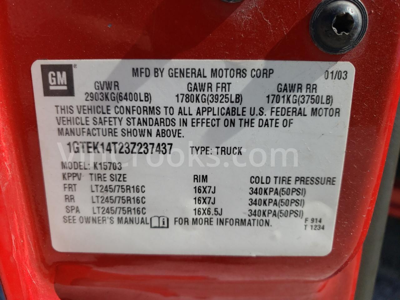 1GTEK14T23Z237437
