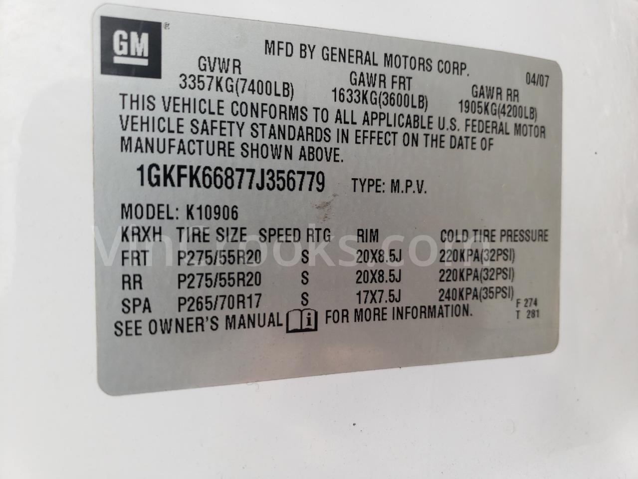 1GKFK66877J356779
