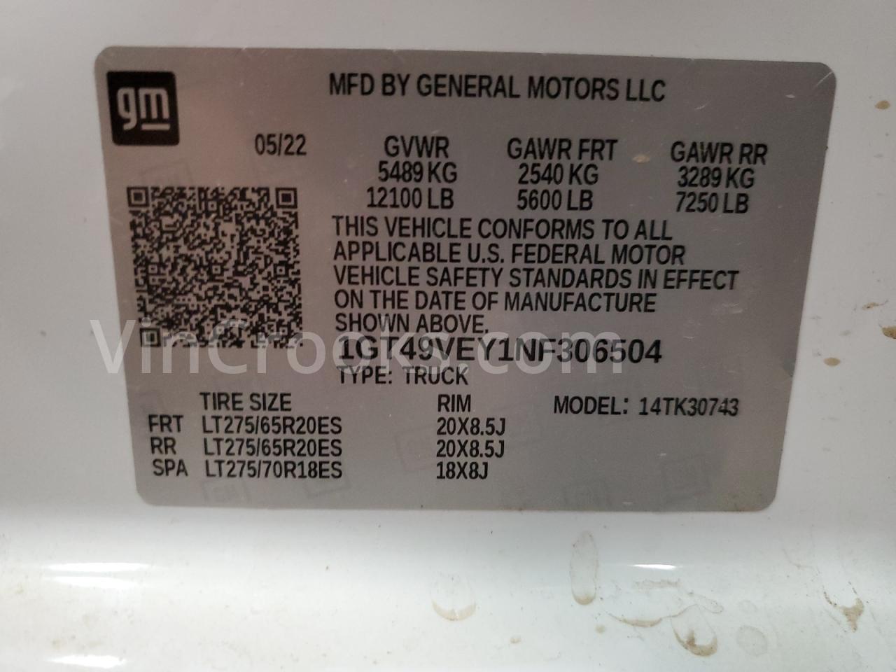 1GT49VEY1NF306504