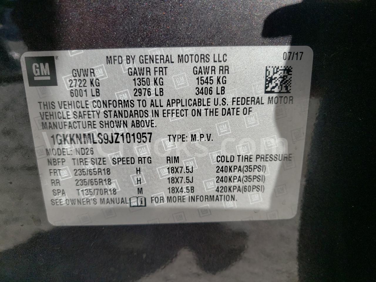 1GKKNMLS9JZ101957
