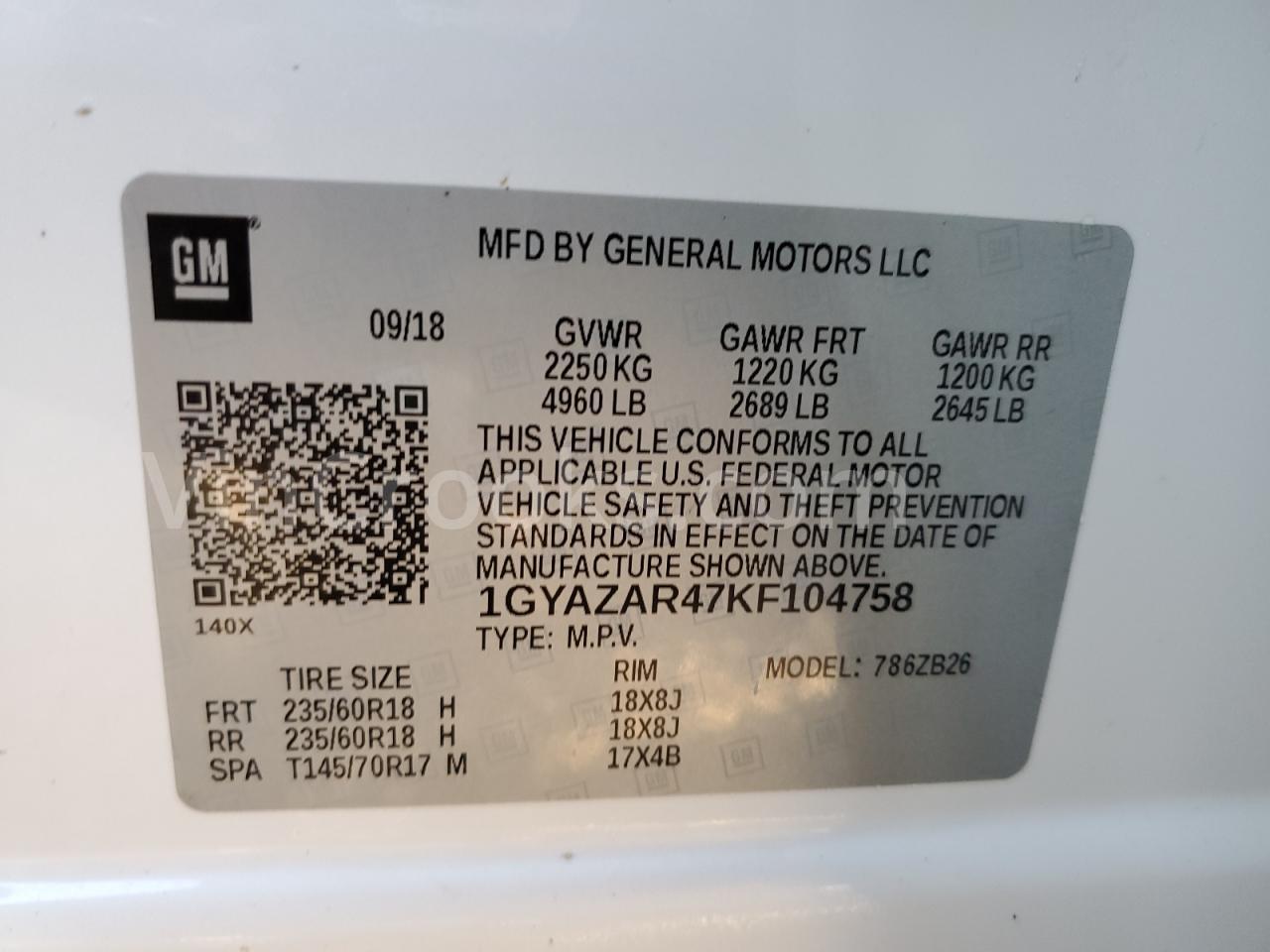 1GYAZAR47KF104758