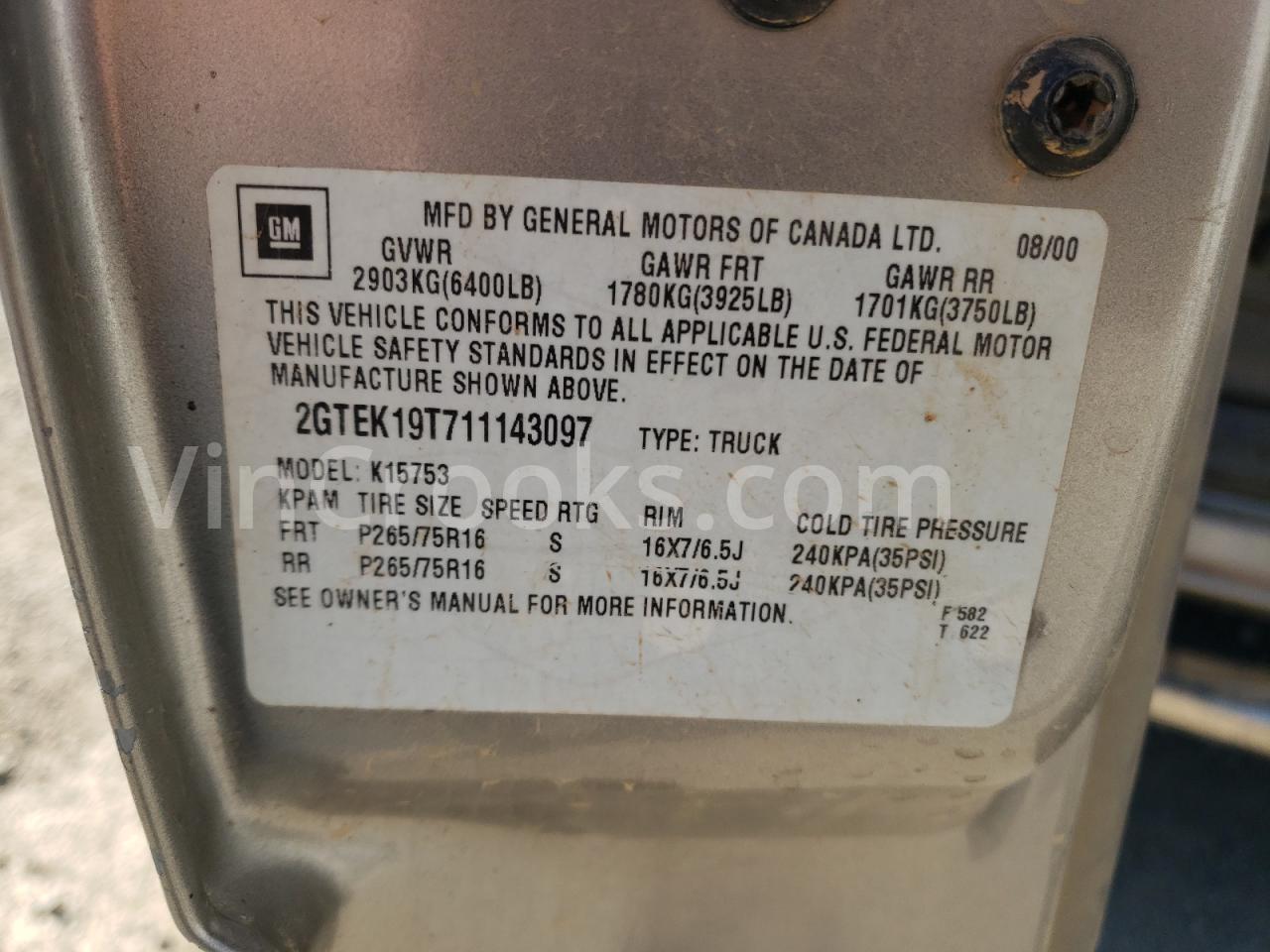 2GTEK19T711143097