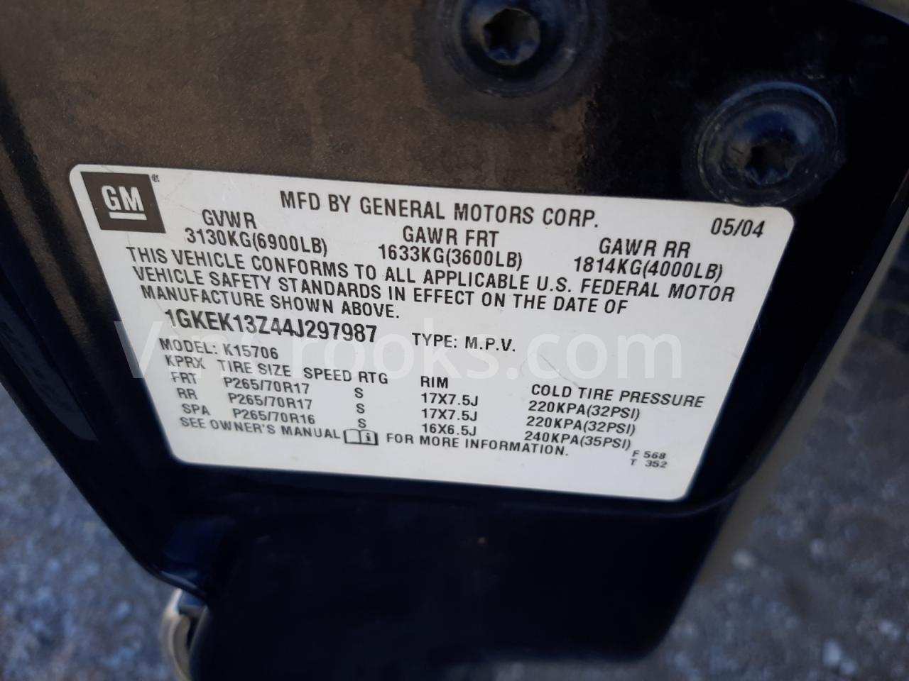 1GKEK13Z44J297987
