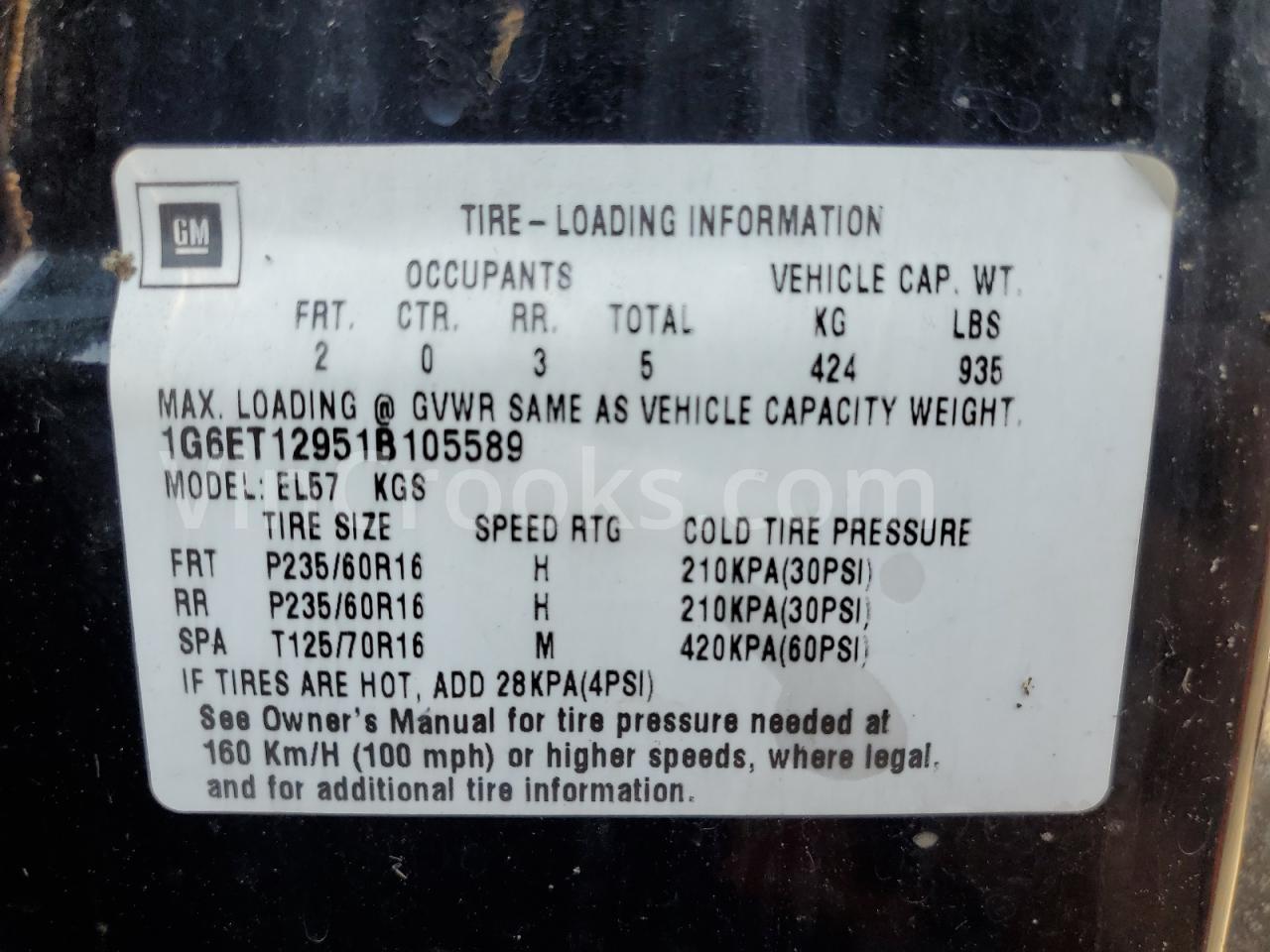 1G6ET12951B105589