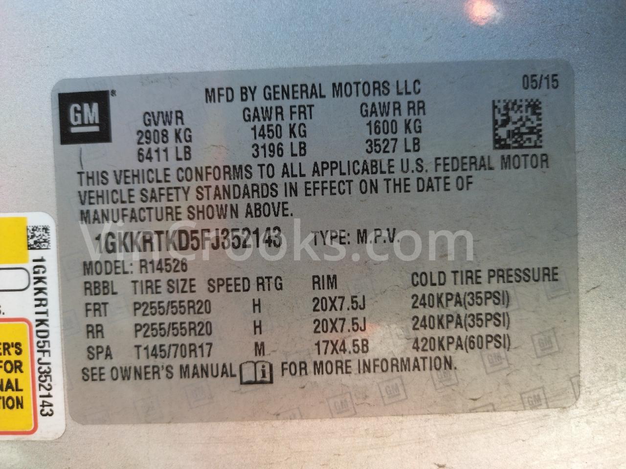 1GKKRTKD5FJ352143