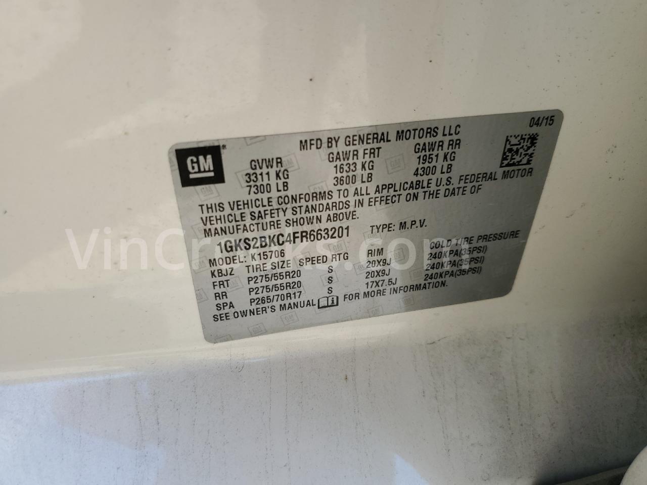 1GKS2BKC4FR663201