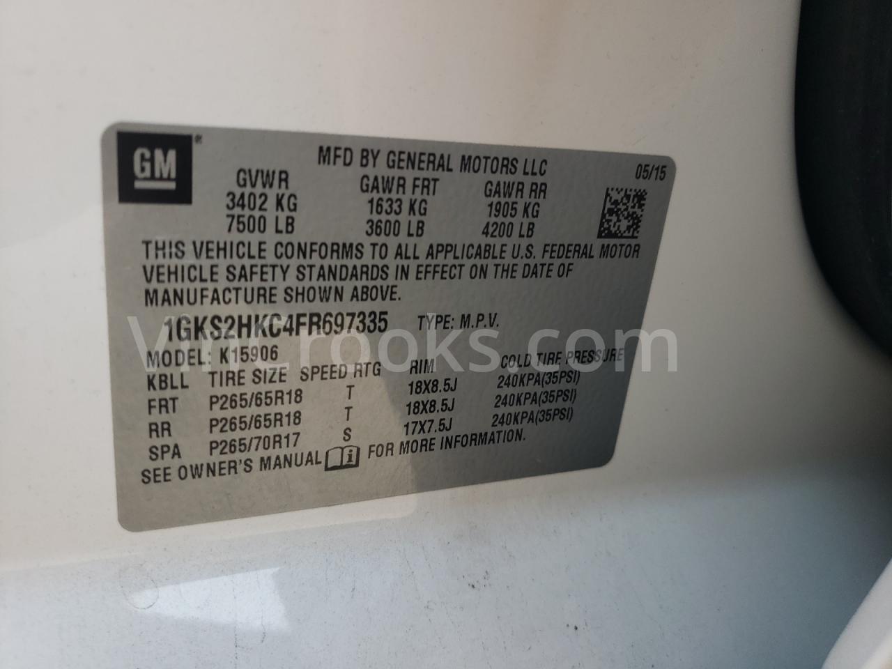 1GKS2HKC4FR697335