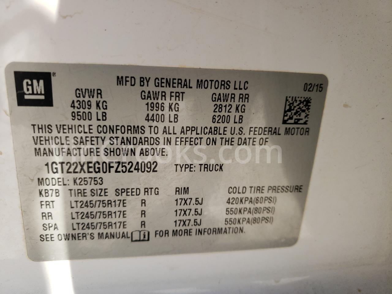 1GT22XEG0FZ524092