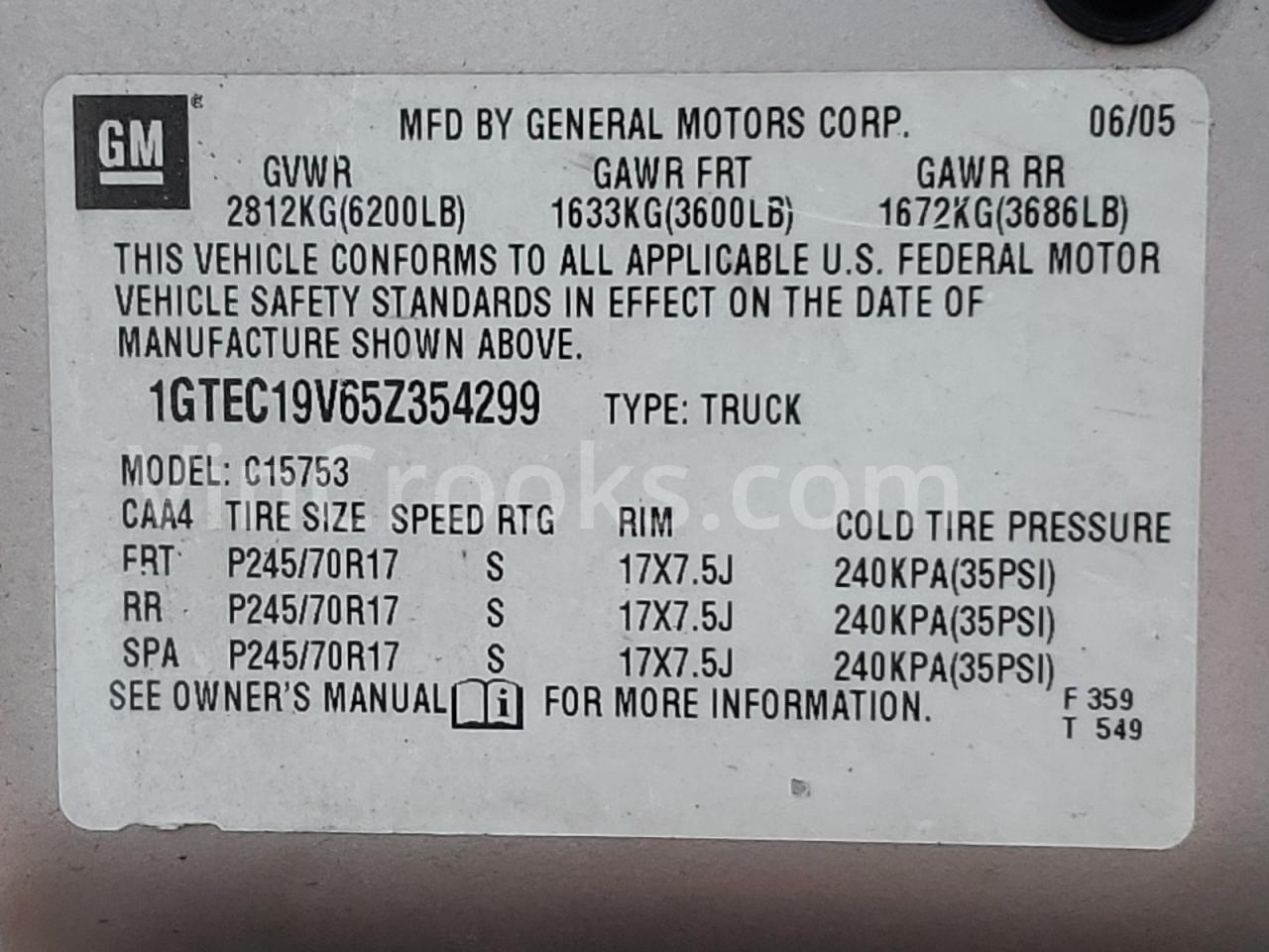1GTEC19V65Z354299