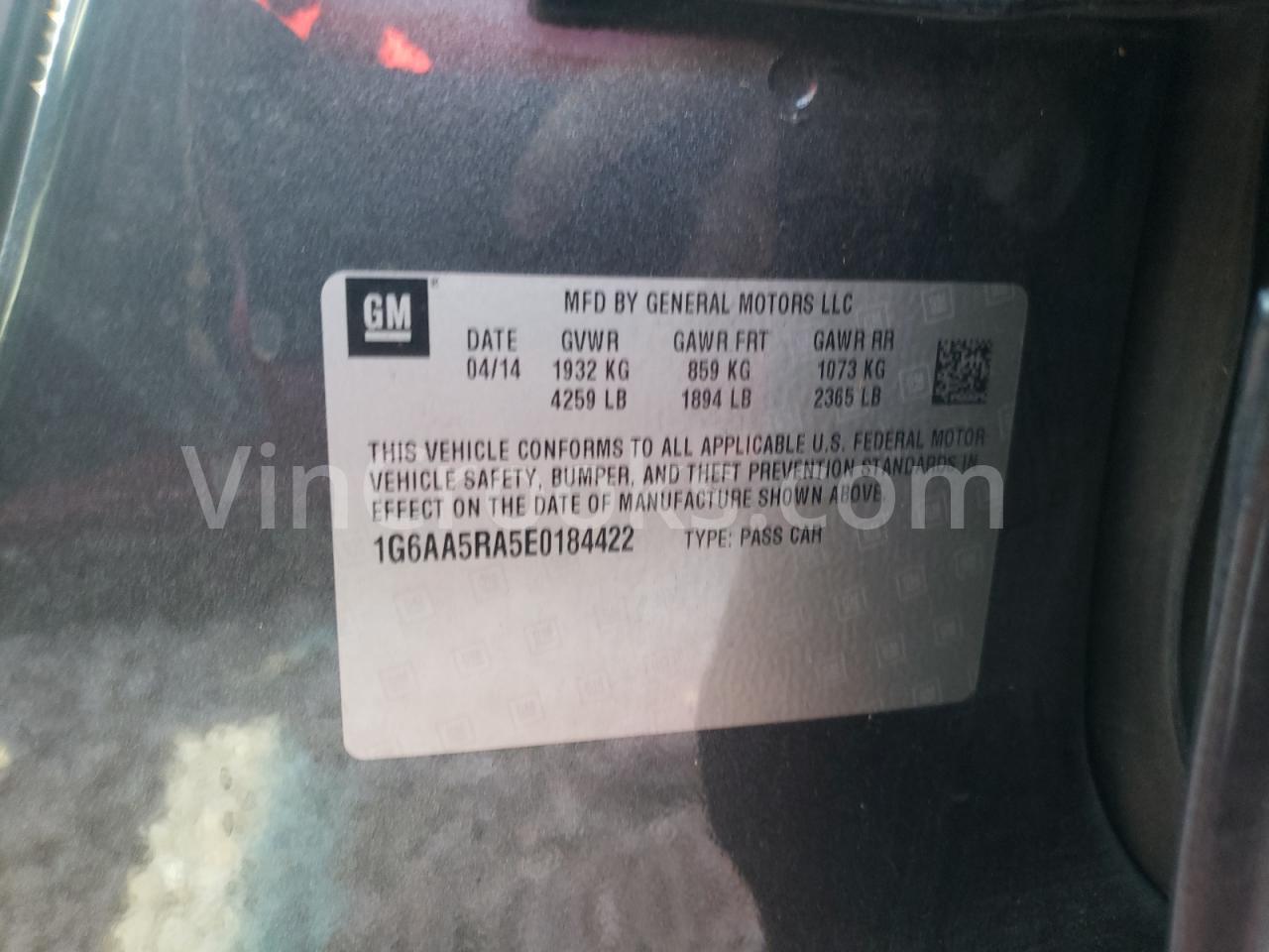 1G6AA5RA5E0184422