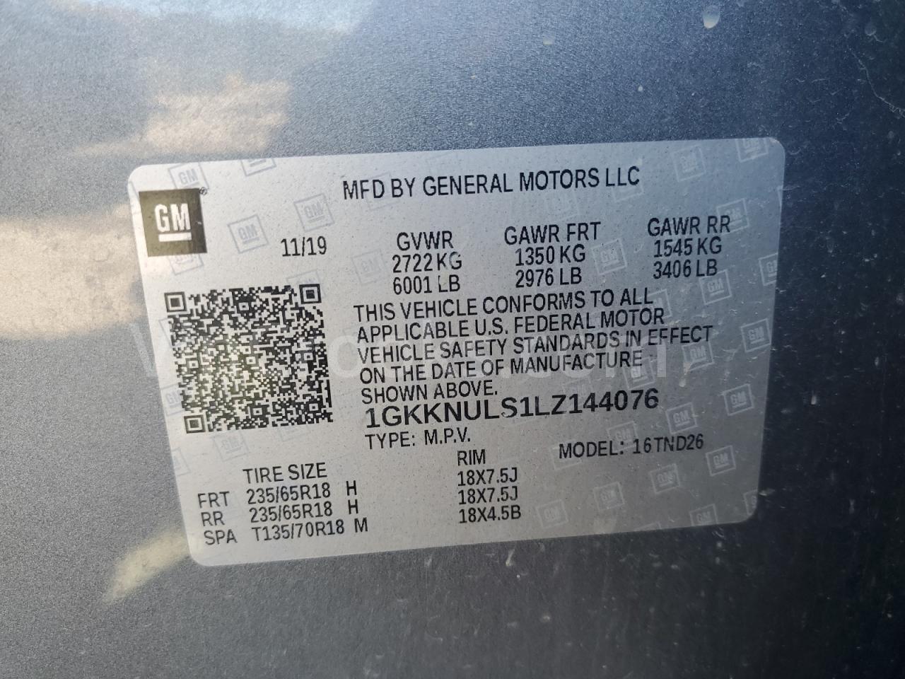 1GKKNULS1LZ144076