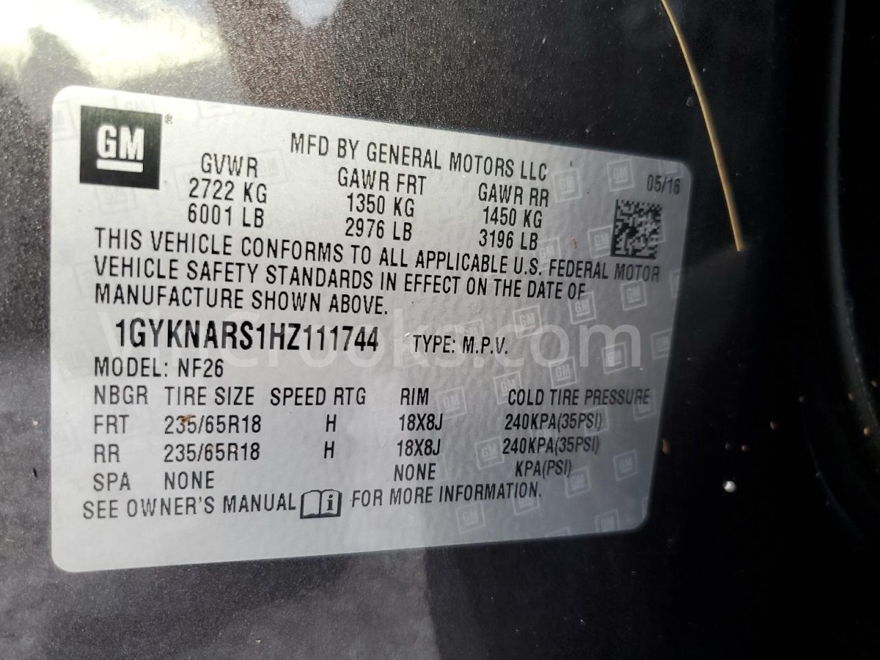 1GYKNARS1HZ111744