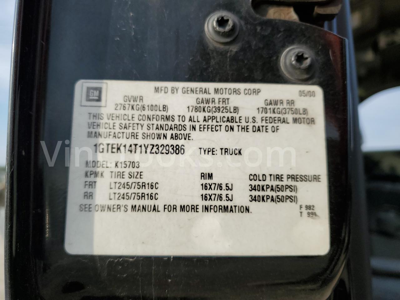 1GTEK14T1YZ329386