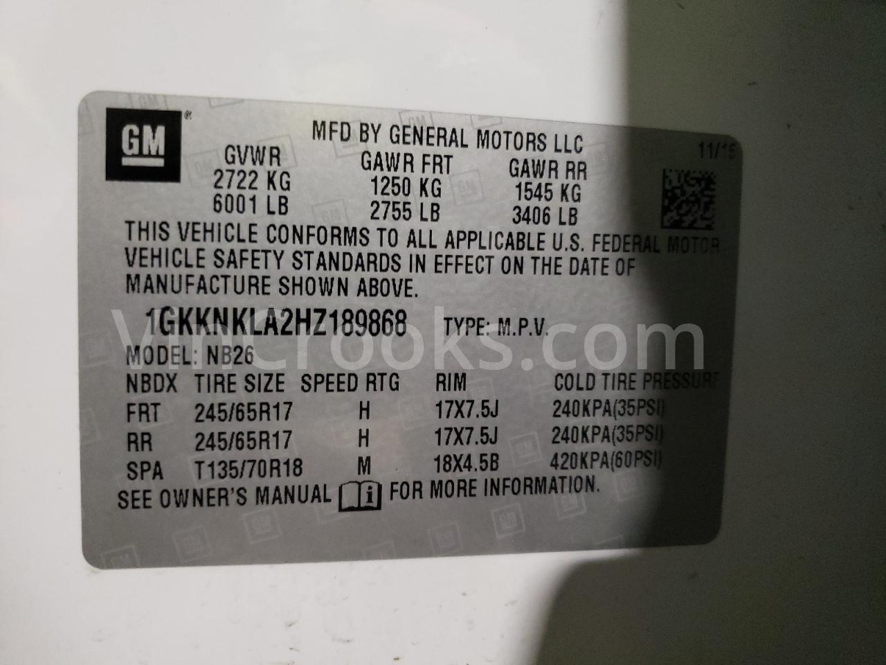 1GKKNKLA2HZ189868