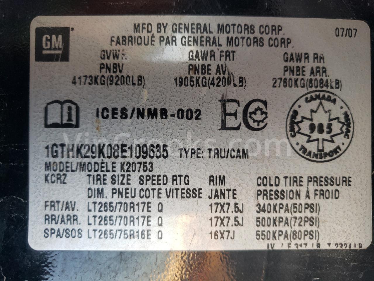 1GTHK29K08E109635