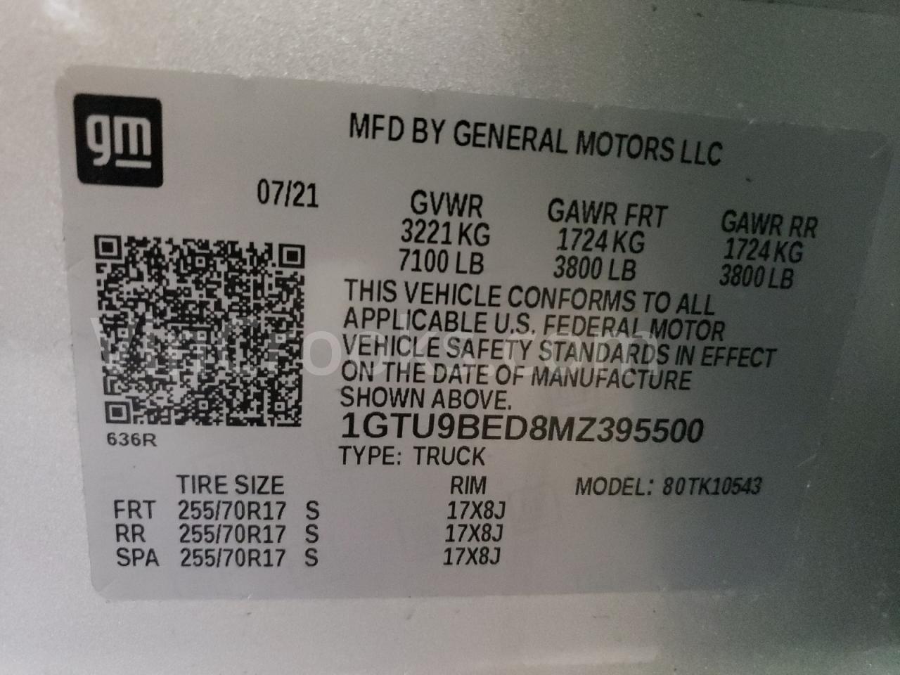 1GTU9BED8MZ395500