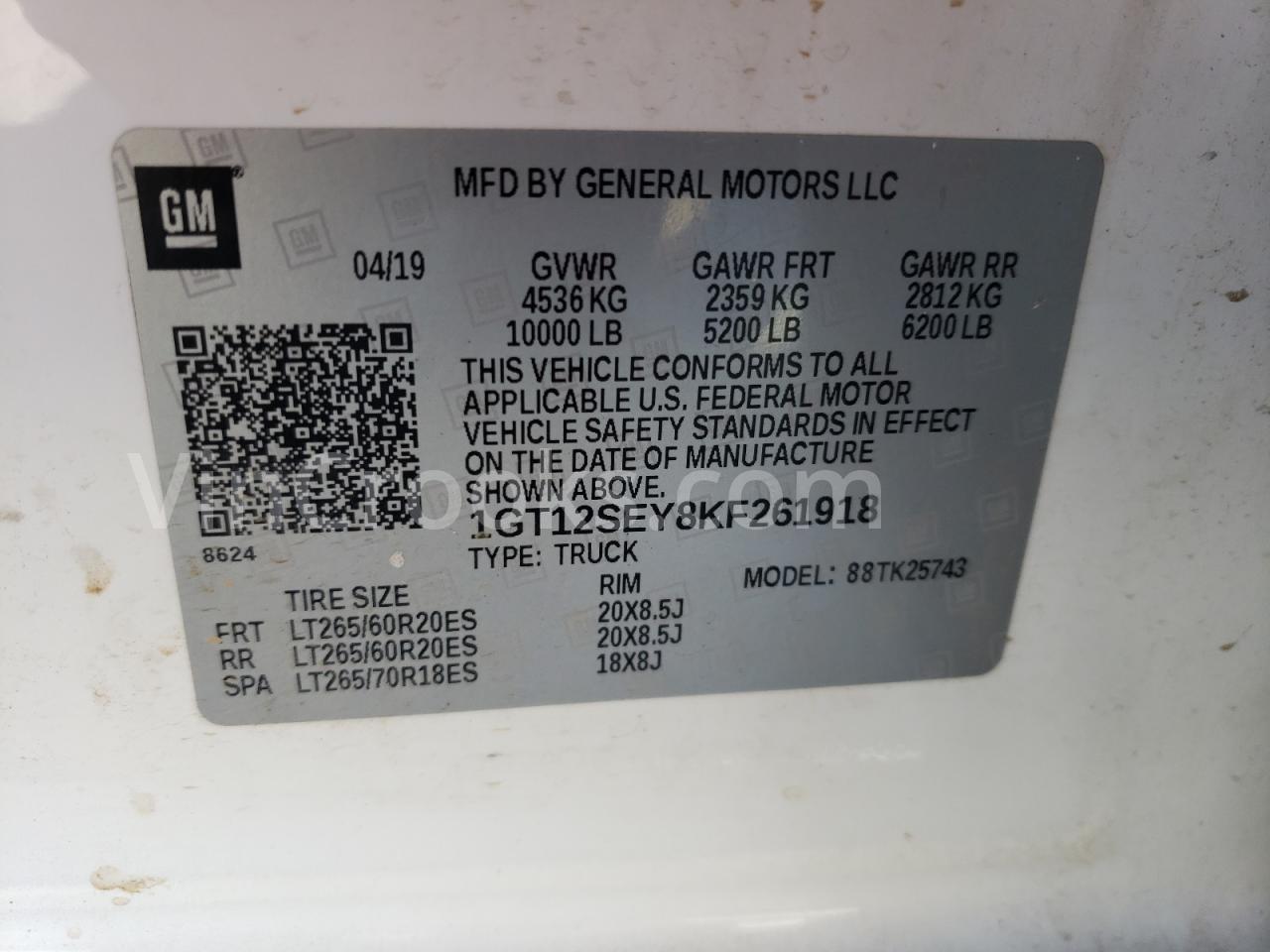 1GT12SEY8KF261918