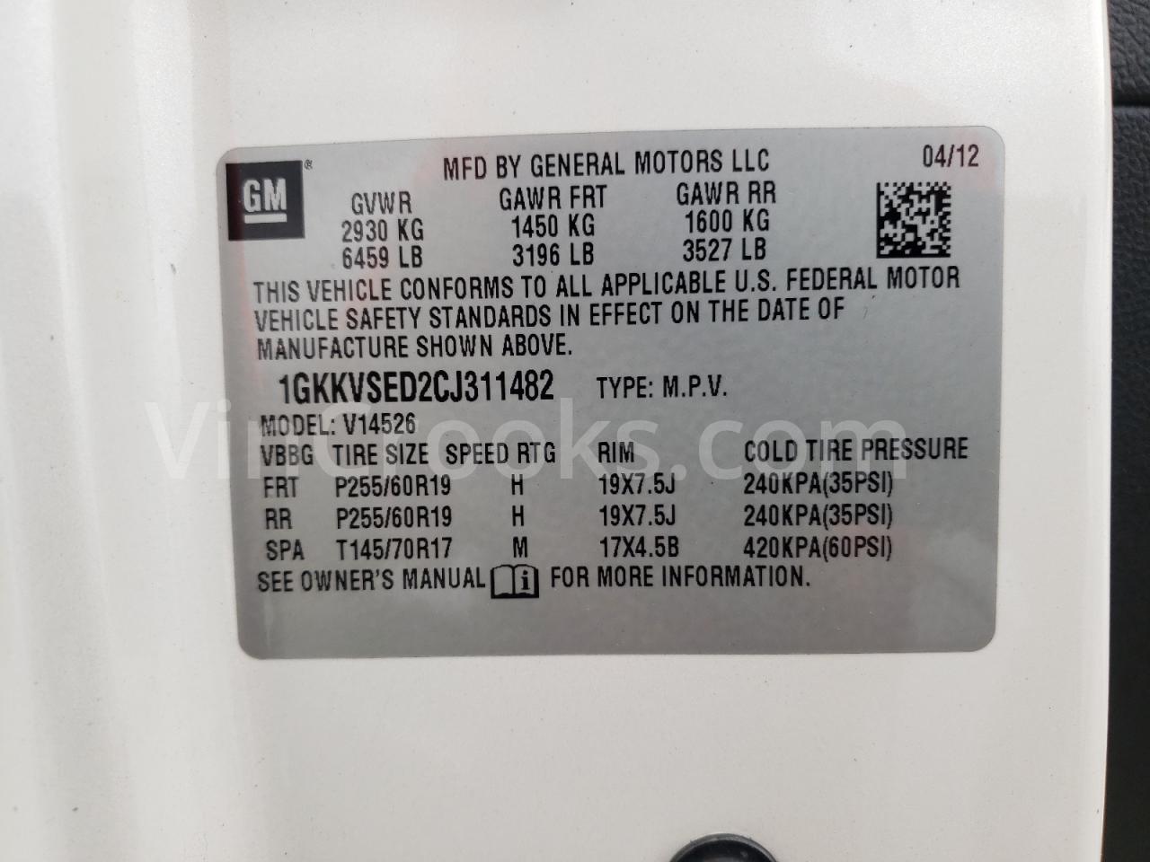 1GKKVSED2CJ311482
