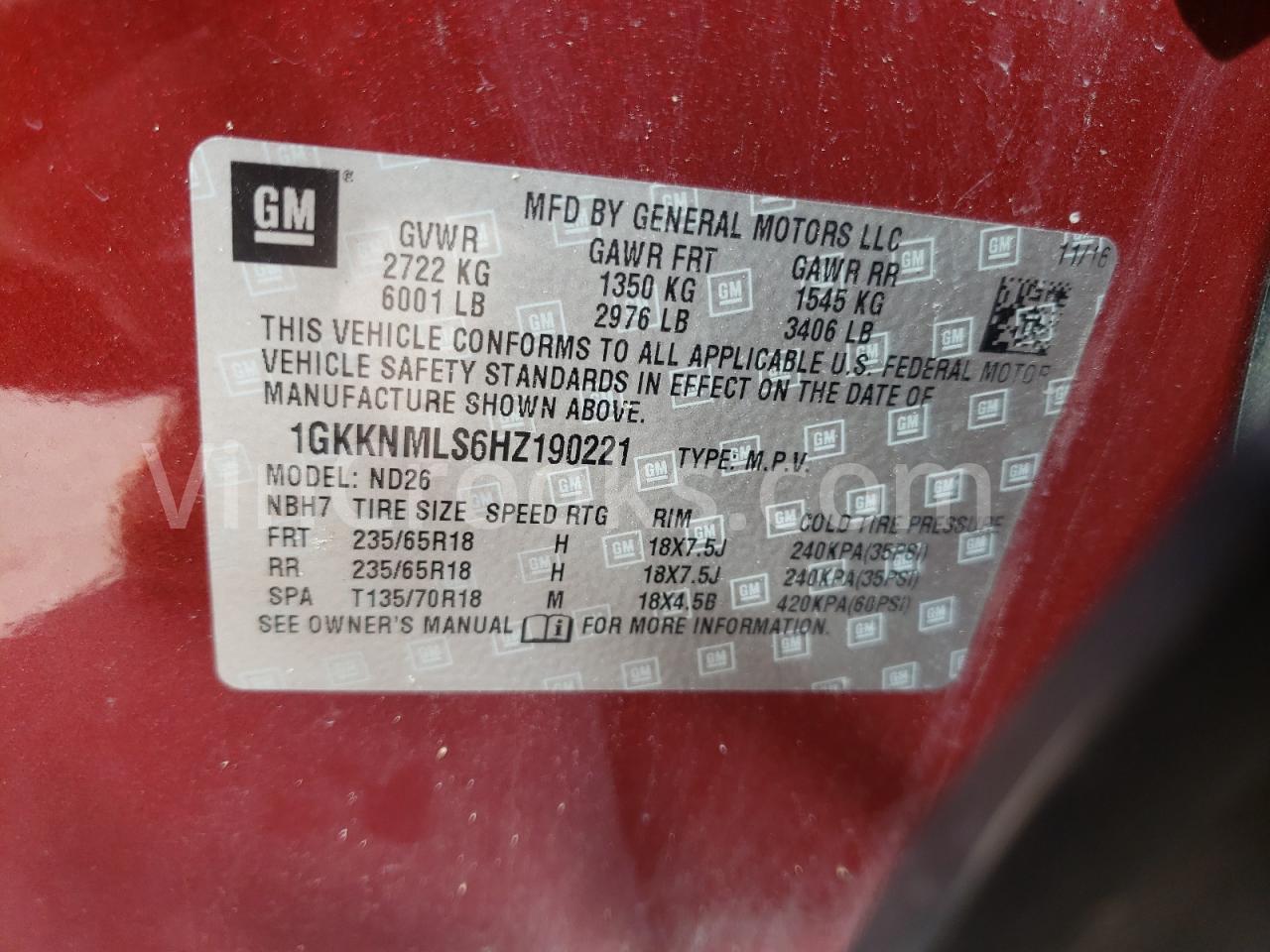 1GKKNMLS6HZ190221