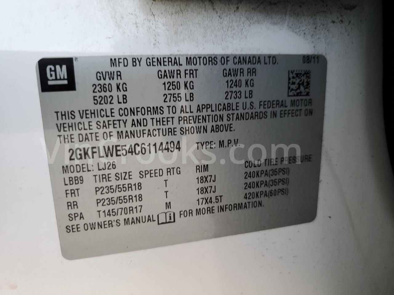 2GKFLWE54C6114494