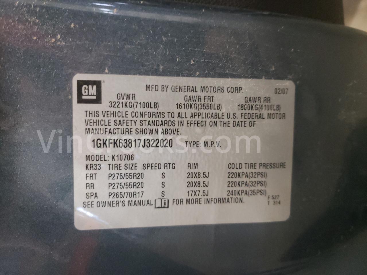 1GKFK63817J322020