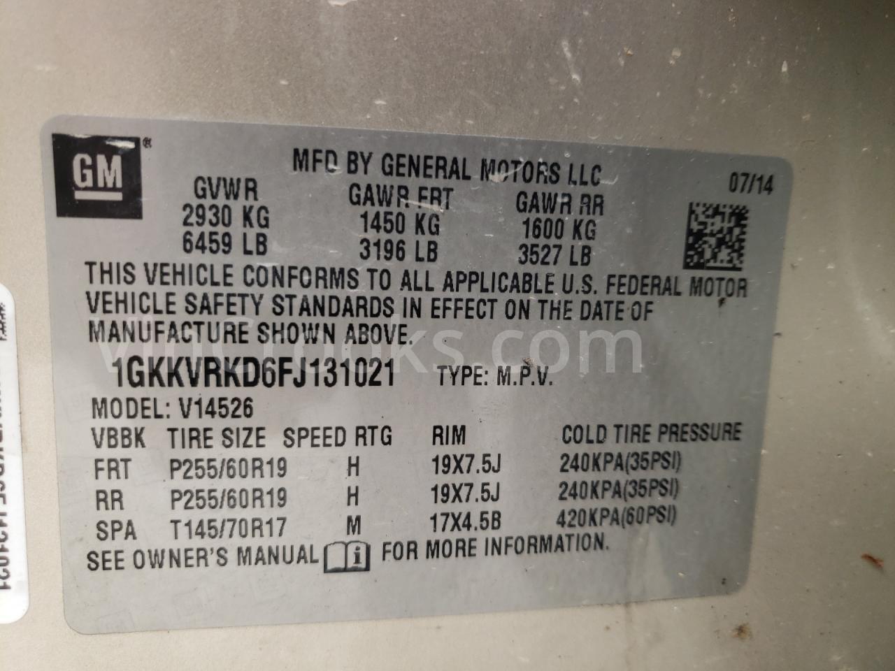 1GKKVRKD6FJ131021