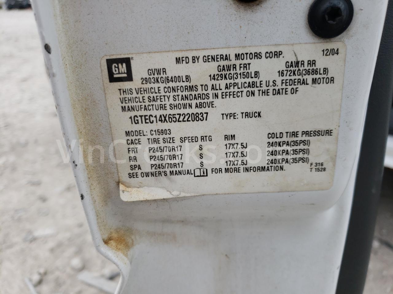 1GTEC14X65Z220837