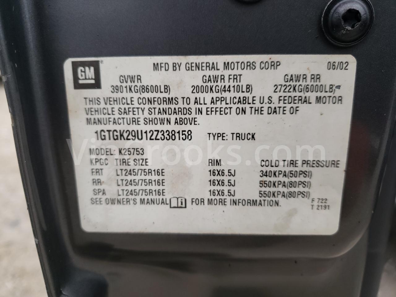 1GTGK29U12Z338158