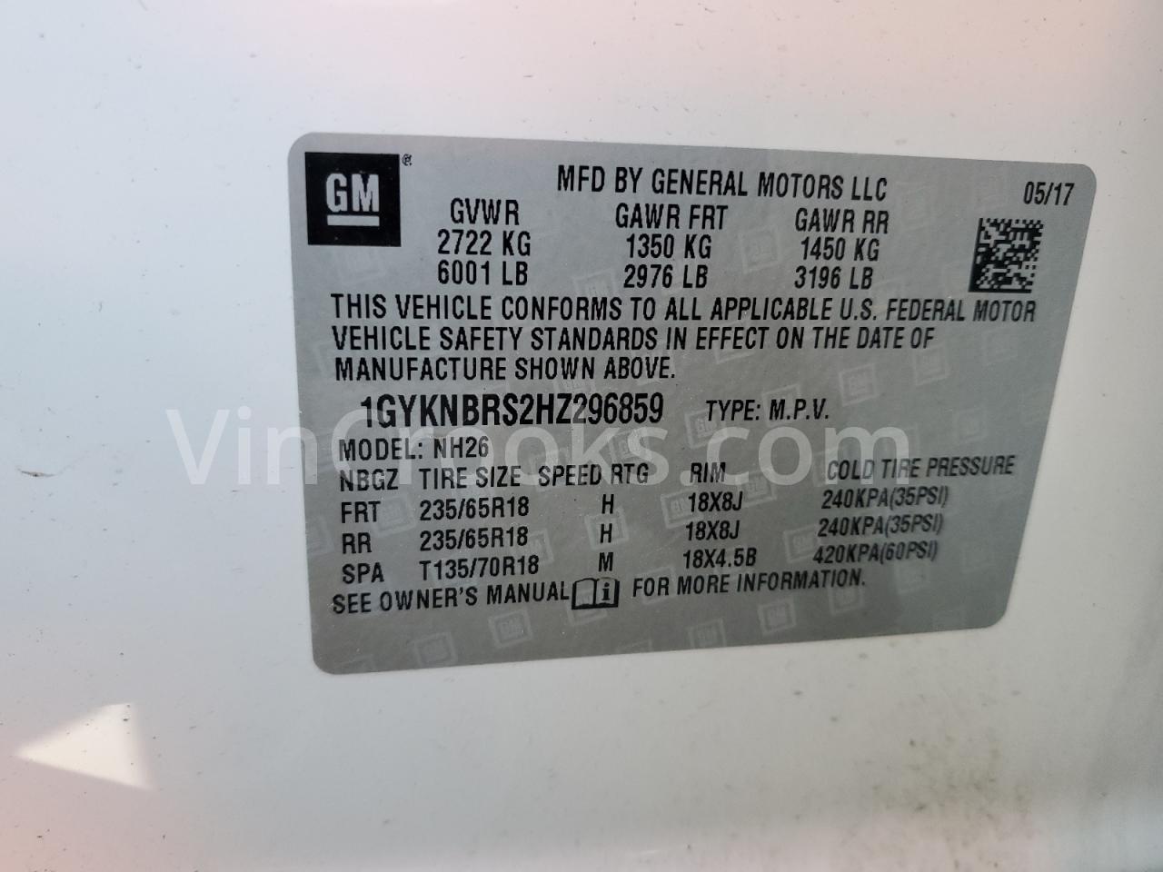 1GYKNBRS2HZ296859