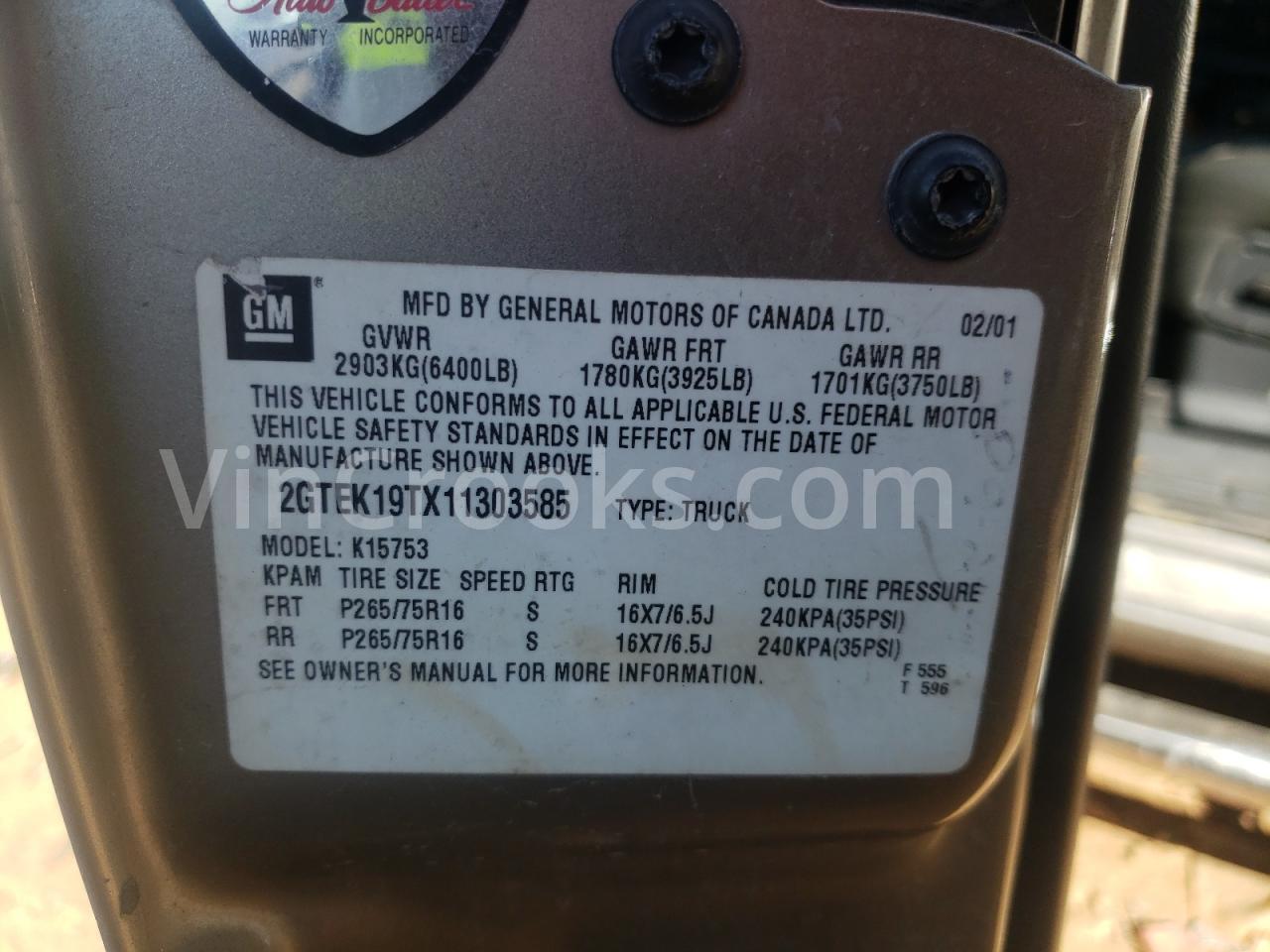 2GTEK19TX11303585