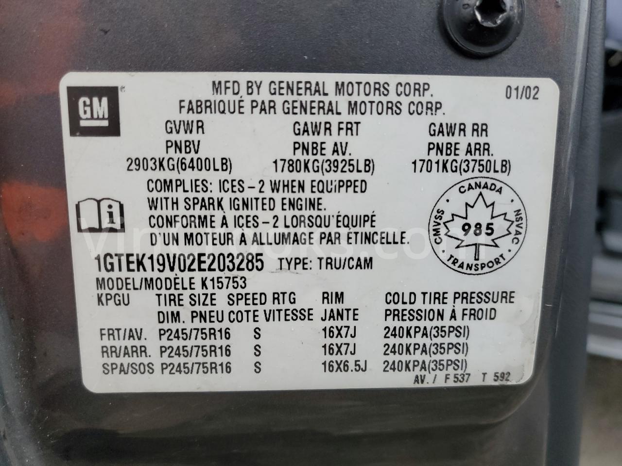 1GTEK19V02E203285
